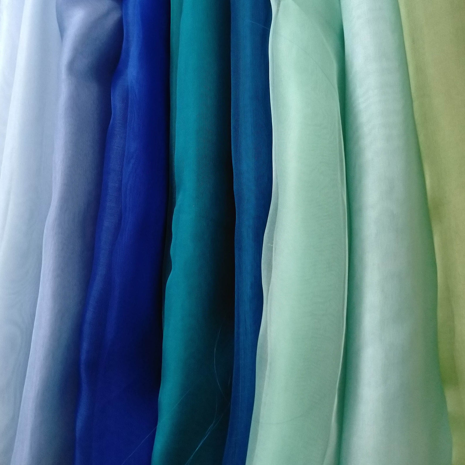 Blue Green Silk Organza Fabric