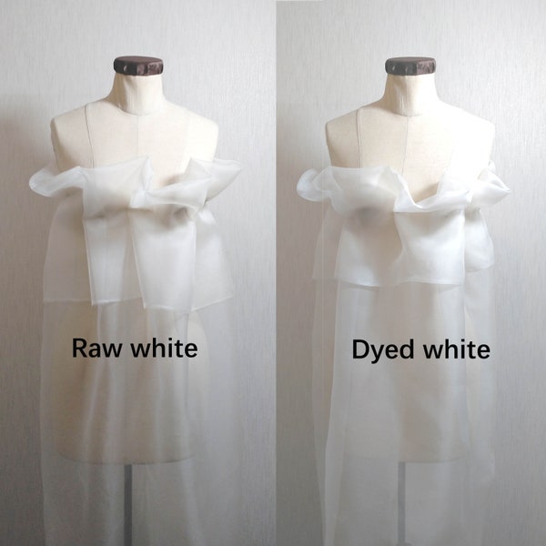 White silk organza fabric by the yard 100 pure silk organza plain 5mm 53.5"