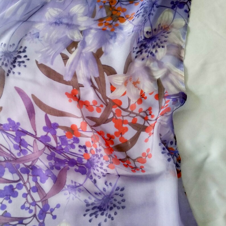 BIG SALE Pure Silk Chiffon Fabric Printed Floral Violet - Etsy
