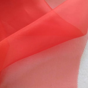 cheery red silk organza fabric by the yard pure silk edge pinked 5 momme