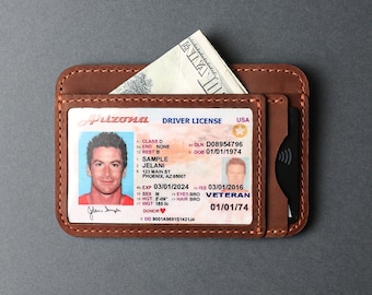 Schlanke Leder Brieftasche mit Fenster für den Lichtbildausweis, minimalistische Brieftasche mit Fach für Münzen