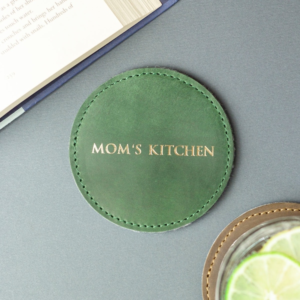 4 Personalized Leather and Felt Coasters Set Of 4
