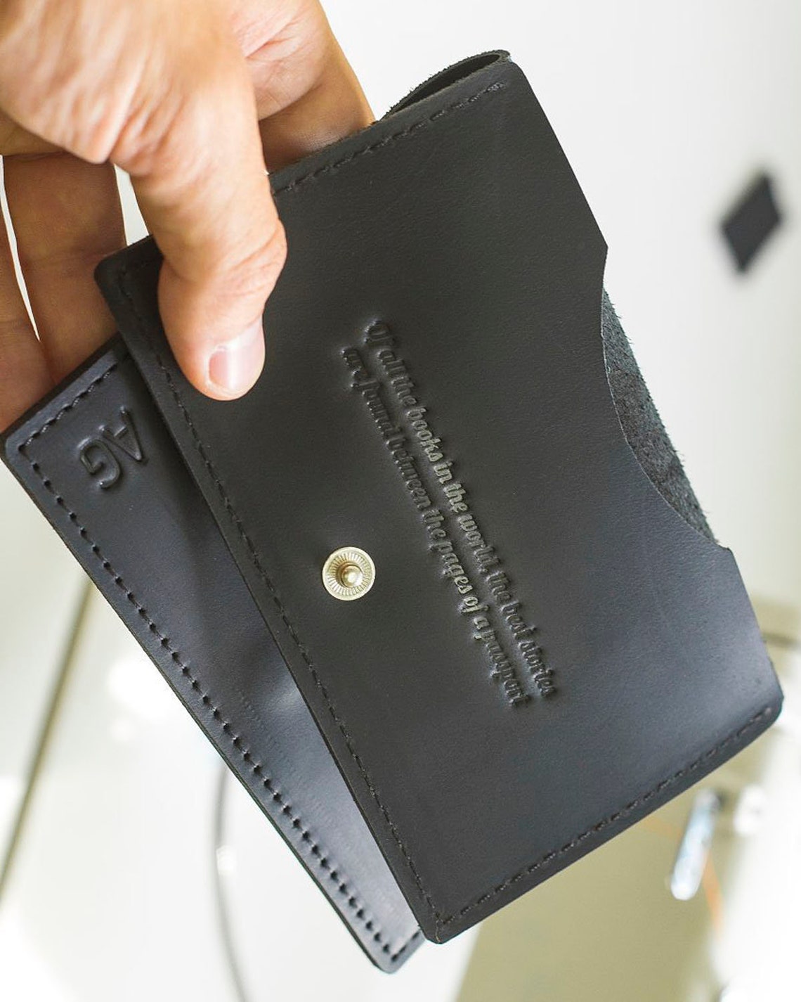 Leather Travel Wallet Blue Passport Case Personalized Etsy 日本