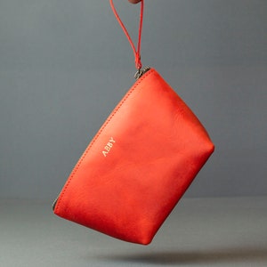 Borsa per il trucco in pelle, organizer per il trucco personalizzato da donna