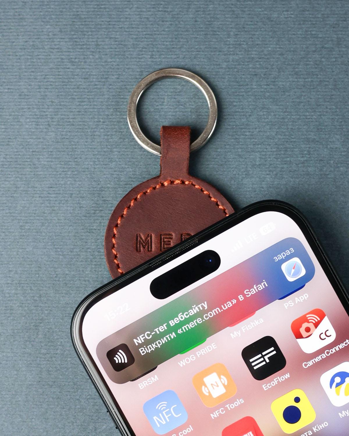 Leather NFC Keychain for Business: Full-grain Personalized Tag - Etsy