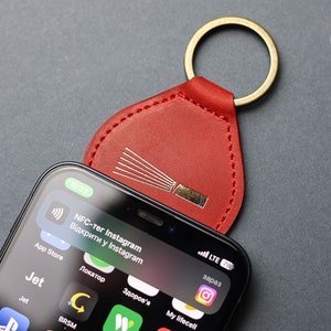 Leather Keychain With NFC For Business, Compatible with NFC Tools AP image 6