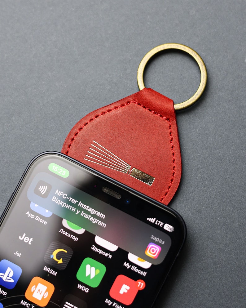 Leather Keychain With NFC For Business, Compatible with NFC Tools AP image 6