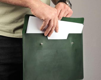 Portafolio de cuero, carpeta para documentos A4, portadocumentos, organizador de archivos, estuche de oficina