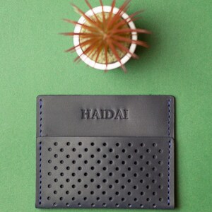 Cartera minimalista Cartera delgada para hombre Tarjetero de oliva Cartera fina Cartera de cuero para tarjetas Cartera personalizada Regalo para novio Regalo para novio imagen 7