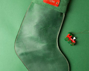 Personalized Leather Christmas Stockings, Leather Stockings Christmas Ornaments, New Year Gifts