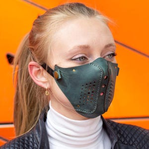 Leather Mask With Paper Filter. Protective Face Mask Brown. Unisex Black Mouth Mask. NOT MEDICAL. image 10