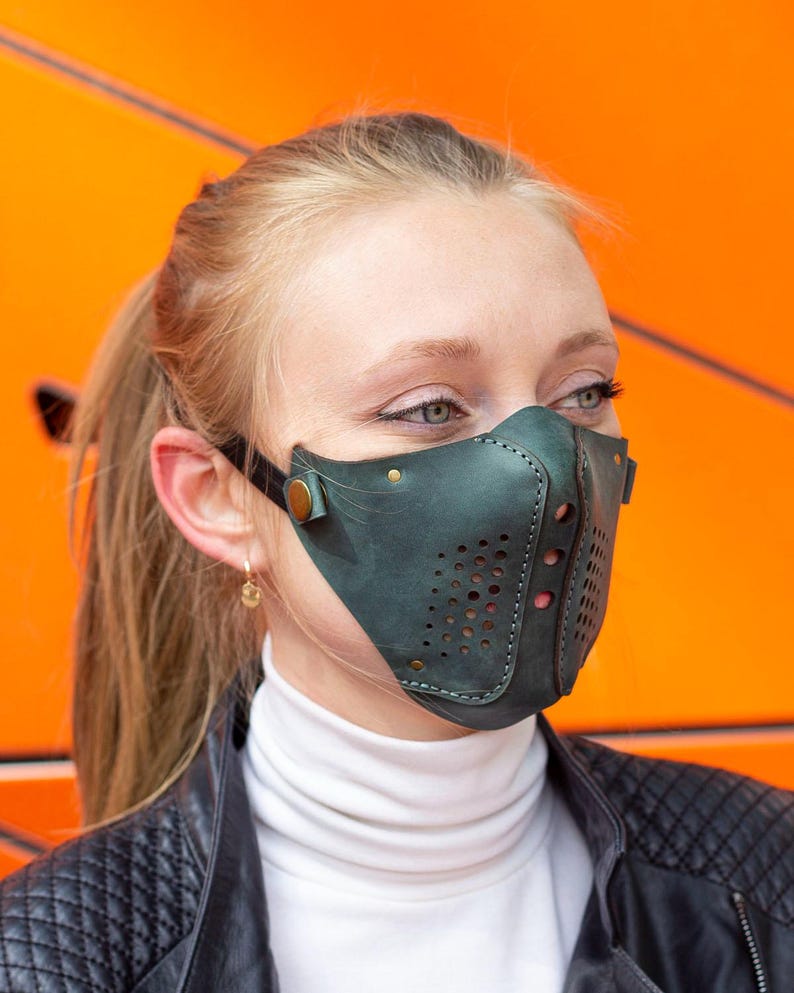 Leather Mask With Paper Filter. Protective Face Mask Brown. Unisex Black Mouth Mask. NOT MEDICAL. image 10
