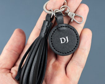 Leather Initial Keychain Tassel: Handbag Purse Charm, Mother's day Gift