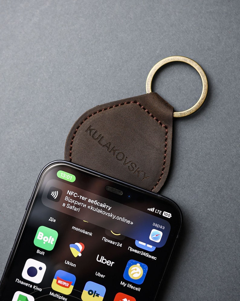 Leather Keychain With NFC For Business, Compatible with NFC Tools AP image 7