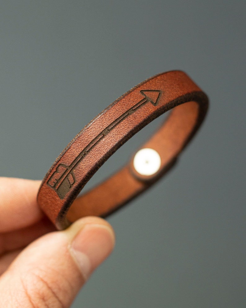 Leather Bracelet For Traveler, Engraved Unisex Gift image 5