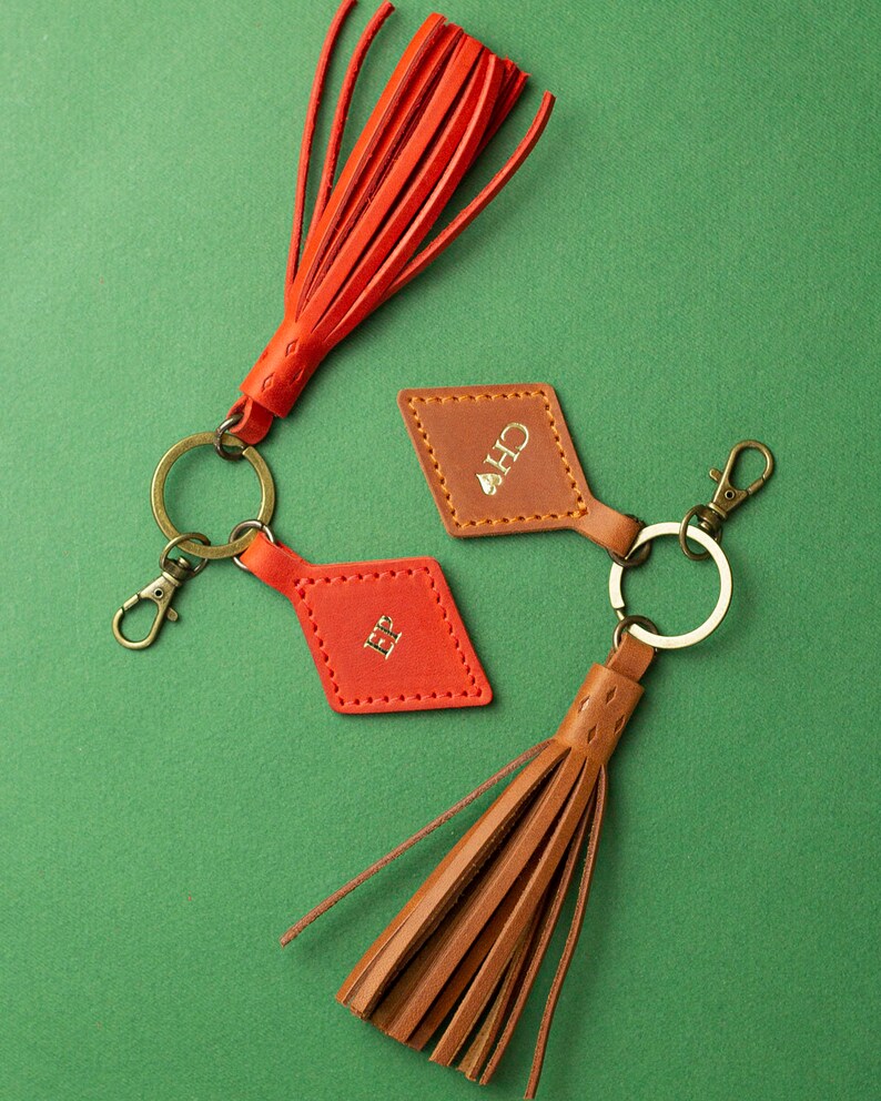 Leather Keychain Handbag Tassel Purse Charm Car Key Holder Retirement