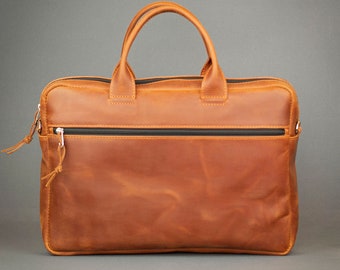 Leder Messenger für Laptop 15 '' , Tasche für Macbook Pro 16, Herren Bürotasche, Damen Aktentasche