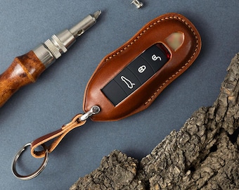 Leather Key Case For 718, 911, Panamera, Taycan, Cayenne, Macan, Boxster. Only For Keyless Remote