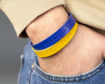 Ukrainian Leather Unisex Bracelet, Stand With Ukraine