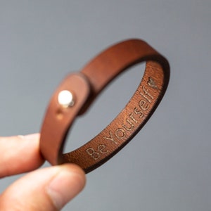 Leather Bracelet For Traveler, Engraved Unisex Gift image 7