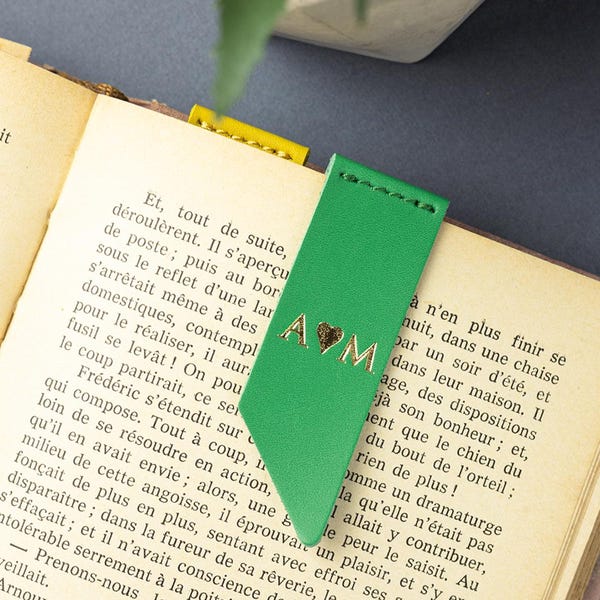 Gepersonaliseerde leren bladwijzer, monogrambladwijzers, boekenleggers voor mannen, bladwijzers voor stellen