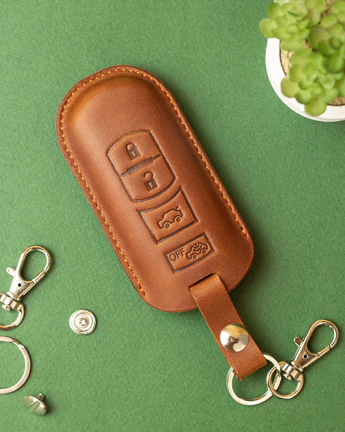 Portachiavi Auto In Pelle Vera - Design Retro Con Anello Antiperdita Uomo/Donna - Foto 3