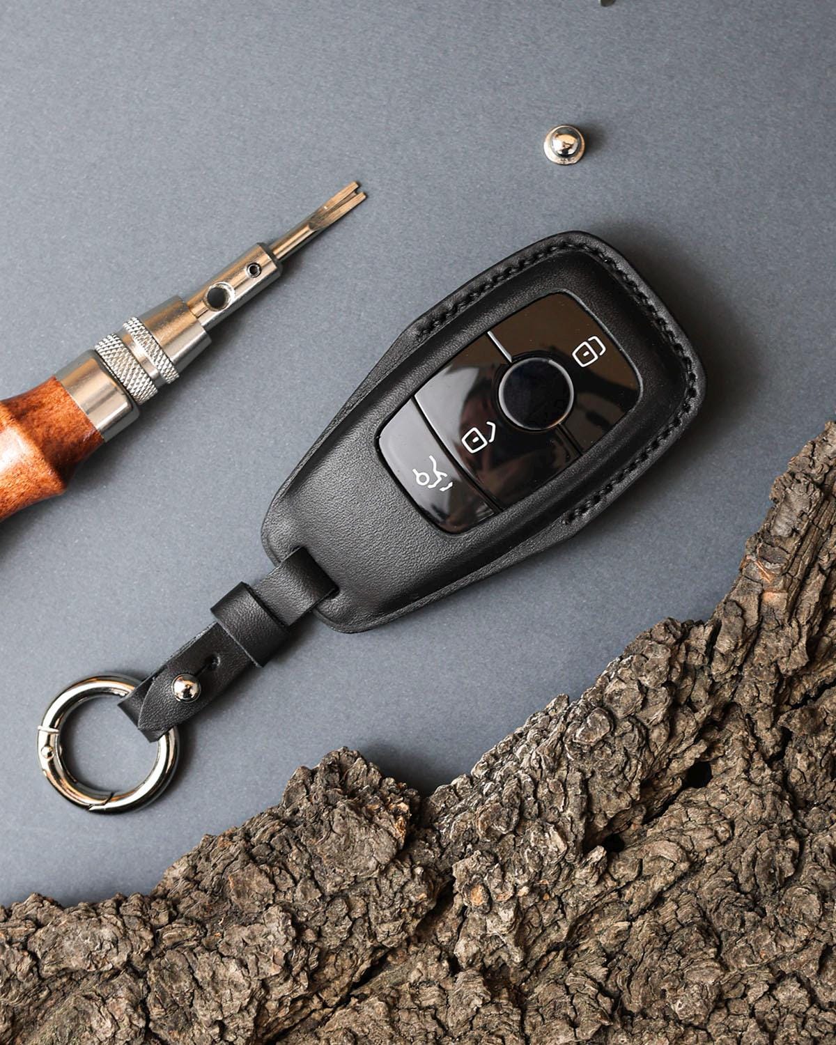 LLavero De Cuero Genuino Para Hombre, Llaveros De Botón Para Guante De