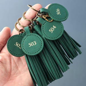 Leather Initial Keychain Tassel: Handbag Purse Charm, Car Key Ring