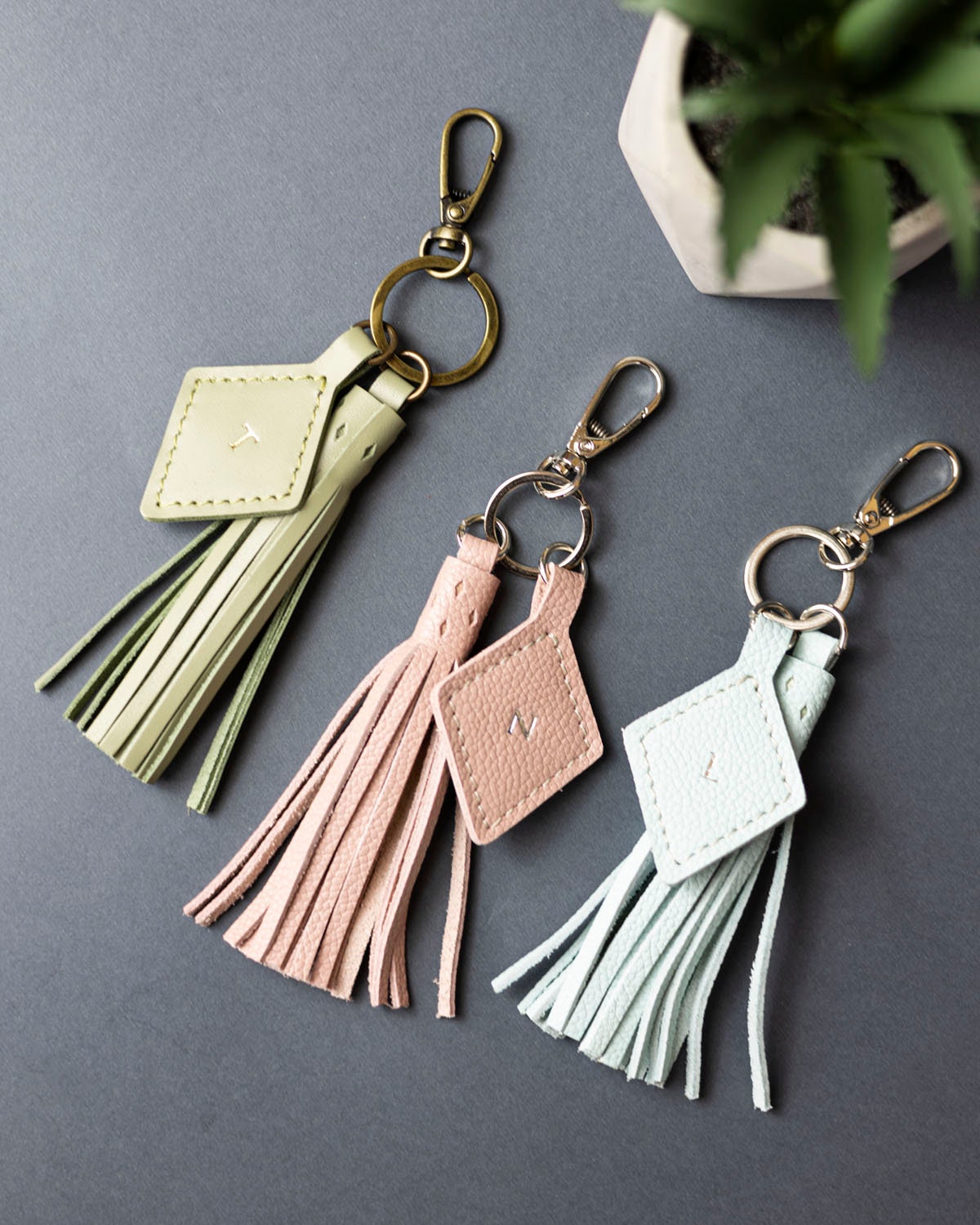 SELOVO Cute Initial Keychain For Women & Girls - Letter Key Chain With Cherry Charm & Tassel - View #8