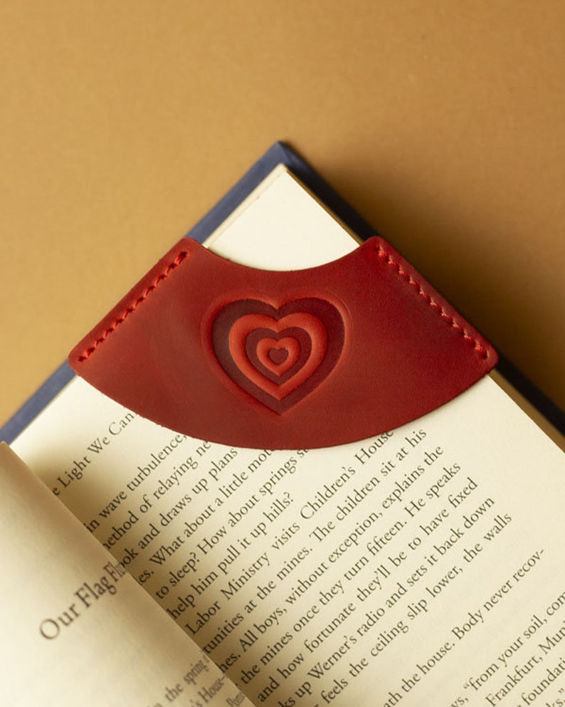 Leather Bookmark Valentine's Hearts Valentine's Etsy