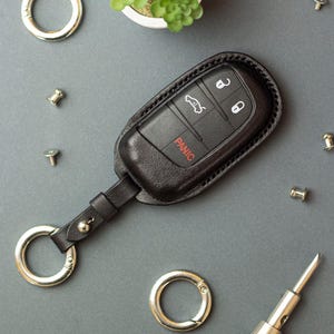 Leather Car Key Case For Challenger, Key Holder For Charger, Keychaine For Dart, Key Fob For Durango, Key Cover For Compass, Cherokee
