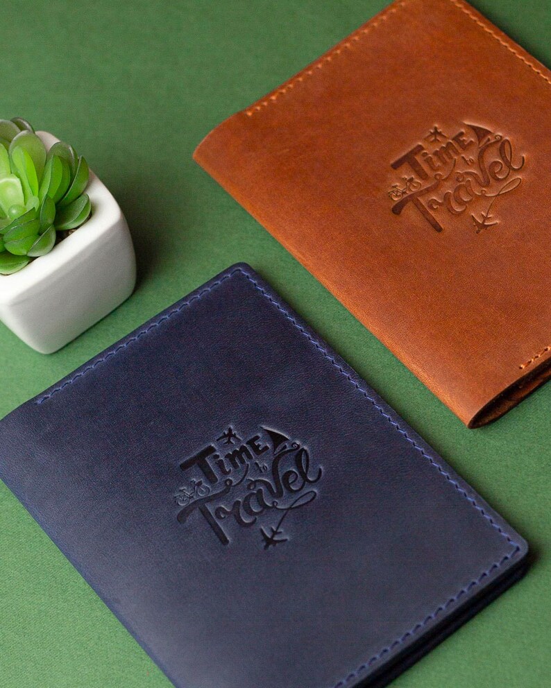 Cartera de viaje de cuero, funda para pasaporte personalizada, portadocumentos, regalo de boda imagen 7