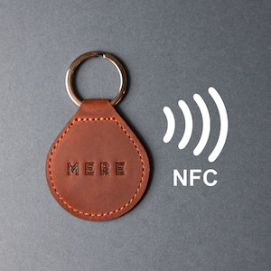Leather Keychain With NFC For Business, Compatible with NFC Tools AP image 1
