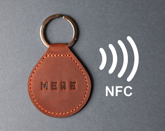Leather Keychain With NFC For Business, Compatible with NFC Tools AP