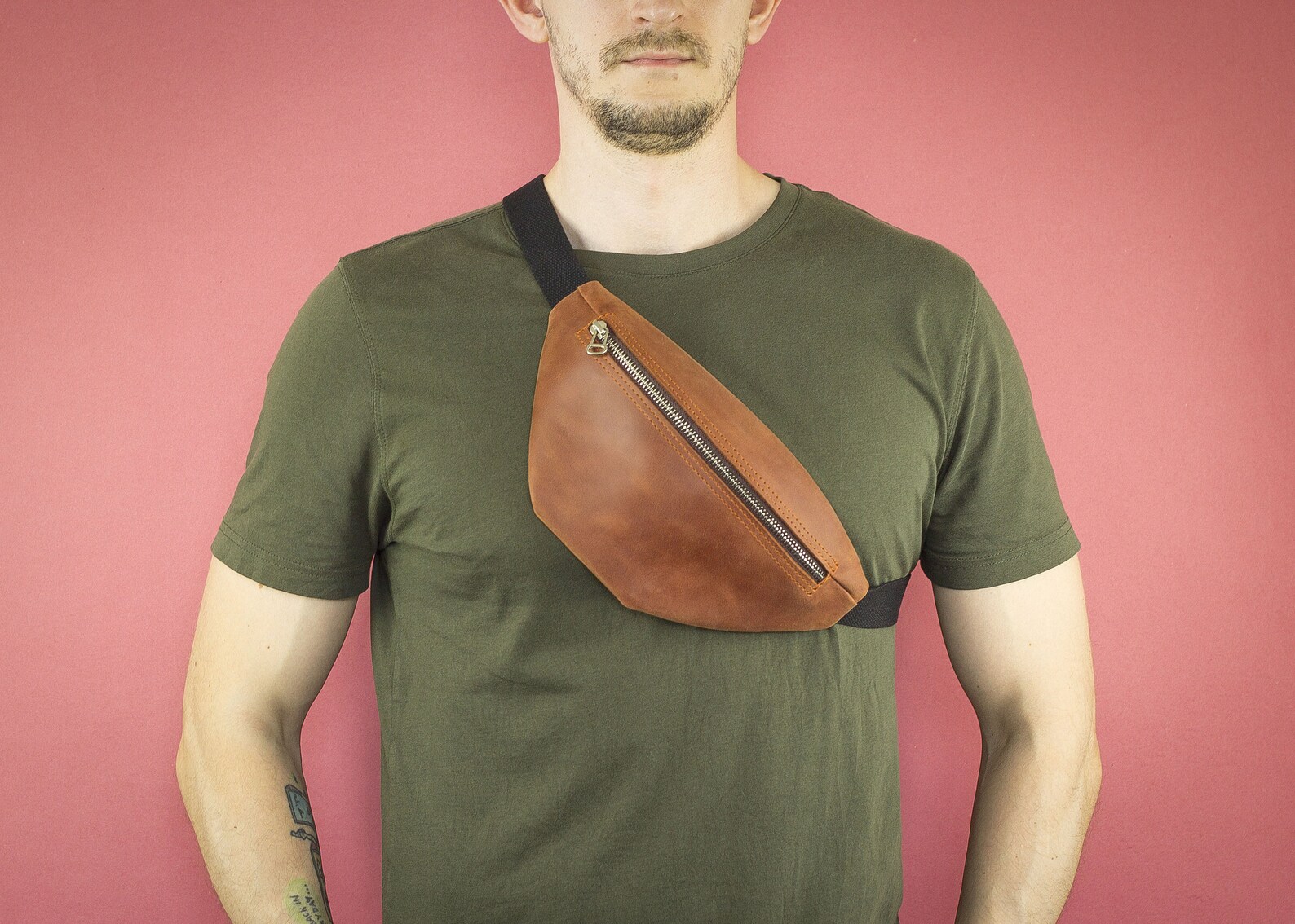 Leather Fanny Pack Brown Belt Bag Hip bag Men Waist Bag Etsy