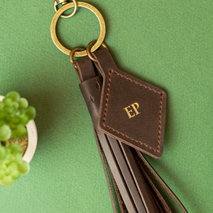 Leather Keychain Handbag Tassel Purse Charm Car Key Holder Retirement Gift For Woman Teacher Lanyard Mother Of The Bride Leather Key Fob image 7