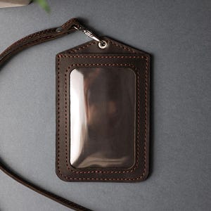 Leather ID Badge Holder With Lanyard, Personalized ID Card Holder, Custom ID Tag Holder, Work Anniversary Gift image 10