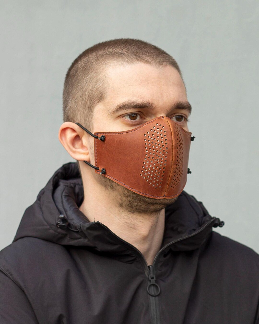 Leather Face Mask With Paper Filter: Unisex Black Protective Mask - Etsy
