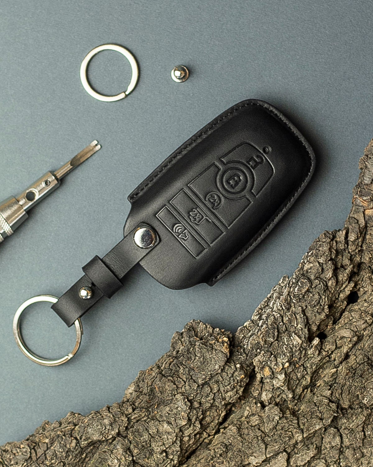 Schlüsseltasche Schlüsseletui Schlüssel Etui Hülle LEDER Weiss #1 für Ford  