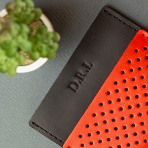 Cartera minimalista Cartera delgada para hombre Tarjetero de oliva Cartera fina Cartera de cuero para tarjetas Cartera personalizada Regalo para novio Regalo para novio imagen 6