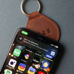 Leather Keychain With NFC For Business, Compatible with NFC Tools AP image 2