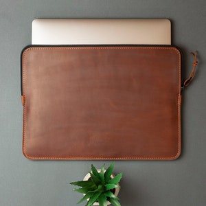 Leather MacBook Case for 13 14 15 16 inch, Felt Sleeve for Macbook, Personalized Laptop Sleeve image 1