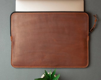 Leather Macbook Case for 13 14 15 16 inch, Felt Sleeve for Macbook, Personalized Laptop Sleeve