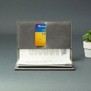Leather Passport Holder, Ingraved Grey Passport Case, Personalized Passport Cover image 3