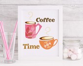 Coffee time midcentury style Digital Download midcentury printable, office decor, Coffee print, Coffee decor, coffee digital Download