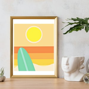 Abstract landscape, printable wall art,ocean wave print, boho beach print, beach house decor,abstract sun art print, instant download