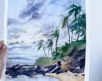 Custom Beach Painting | Original Watercolor Painting Hand Painted | Watercolor Gift