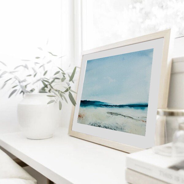 Watercolor Print Salty Beach, Coastal Painting Wall Art, Seascape Watercolor Art, Watercolor Gift