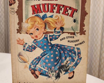 Vintage kleine Fräulein Muffet und andere Kinderreime Rand McNally Elfenbuch