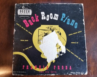 Vintage 1949 Records 45 RPM, Decca Records, Frank Froeba, Back Room Piano, Music, Repurpose, Songs, Album, Easy Listening, Set, Case, Songs